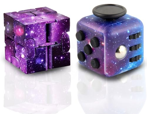 2 Pezzi Antistress Fidget Toys fidget toy cube Toy Antistress Giocattolo Sensoriale Giocattolo per Le Dita Cube Anti-Stress Ansia Relief Giocattoli per Adulti e Bambini Antistress e Ansiolitico- Viola