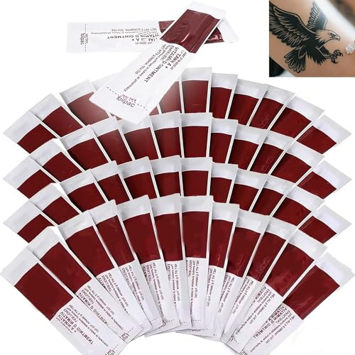 50Pcs Tattoo Aftercare Cream Microblading Repair Gel, Unihuby Vitamin A&D Ointment Tattoos Scar Repair Gel Microblading Healing Tattoos Recovery Supplies