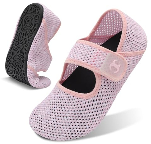 JIASUQI Water Shoes for Women Men Wide Barefoot Beach Swim Aqua Socks Shoes Summer Quick Dry Slides Sandals Pool River Sea Shoes(Mesh Pink,Size7.5-8)