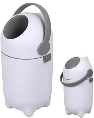 tekrabea Odour Control Nappy Bin(Diaper Pail) - 15L Large Capacity Nappy Disposal System with Airtight Lid - Holds Up to 16 Nappies - Hygienic Nursery Bin for Baby Essentials (27x27x50cm)