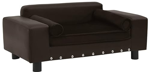 Ordellia Hundsoffa brun av konstläder och plysch 81 x 43 x 31 cm med skum, halkfria träben och avtagbart överdrag för katter och små hundar