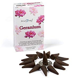 STAMFORD INC 37195 Geranium Incense Floral, 15 Cones x 12 Packs, Black, One Size