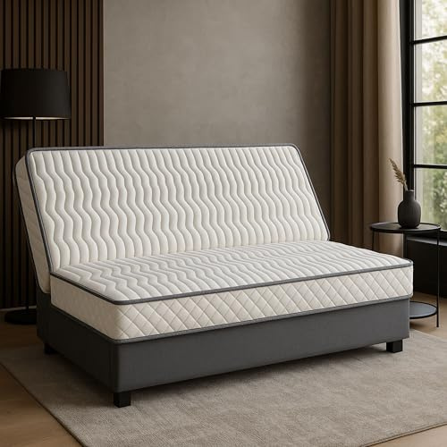 Literie Julien Matelas Souple pour Tous Clic Clac 130x190 x 15 cm avec Latex sur Face Hiver - Découpe Assise 70 cm - 5 Zones de Confort - Face été et Noyau Poli Lattex HR Dernière Génération