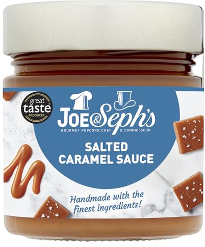 Joe & Seph's Salted Caramel Dessert Sauce (1x230g) Caramel Drizzle, Ice Cream Sauce, Caramel Sauce for Coffee, Vegetarian, Home Baking, Cakes