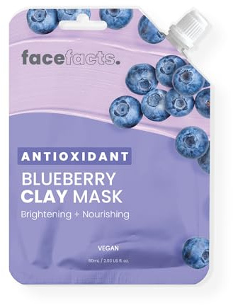 Face Facts Antioxidant Blueberry Kaolin Clay Face Mask; Infused with antioxidant-rich superfood blueberry fruit extract; Brightens and nourishes complexion; Vegan; Pack of one;
