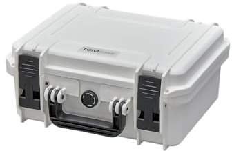 TomCase wasserdichter Universalkoffer - Outdoor Case 34 x 30 x 15 cm mit Rasterschaumstoff/Würfelschaumstoff - IP67 Transportkoffer - Hardcase Made in Europe - weiß
