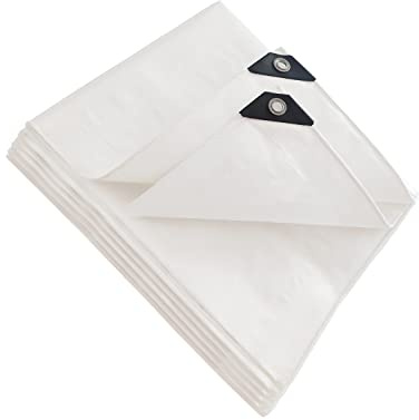 ANSIO Tarpaulin 3m x 4m Water-resistant 90 GSM Tarp with Eyelets, White | Multipurpose Groundsheet, Cover for Camping, Garden, Storage, DIY Projects with UV Protection, Weatherproof & Frost-Resistant