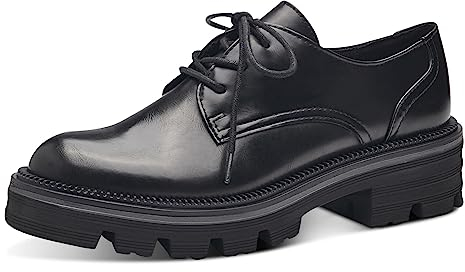 MARCO TOZZI Damen Schnürschuhe aus Kunstleder Plateau, Schwarz (Black Brush), 37