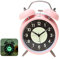 Despertador luminoso de 4 pulgadas, con doble campana, despertador infantil con alarma fuerte, reloj despertador retro analógico sin tictac, despertador de cuarzo, despertador ruidoso para dormir