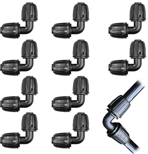 10 Pack Automatic Drip Irrigation Fittings 1/2 Inch Universal Elbow Connectors Barbed Elbow Drip Parts Garden Watering System Accessory Watering Tubes Connectors for Greenhouse Garden