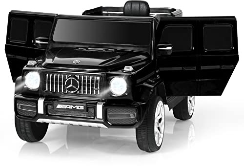 COSTWAY Coche Electrico para Niños 12V Mercedes-Benz G63, Coche de Paseo para Niños, Juguete Eléctrico Motorizado para Niños con Control Remoto, Luces, Música, Bocina, Sistema de Suspensión (Negro)