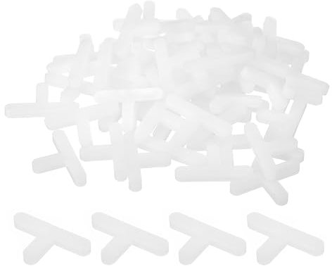 QUARKZMAN 100 Pièces de Cales en Plastique en Forme de T pour Carrelage Mural et de Sol, Outils de Pose de Carrelage 4 mm (5/32 Pouces), Blanc