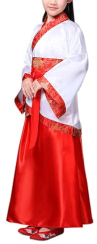 Xiedeai Chine Enfants National Style Chinois Scène Théâtre Jouer à L'opéra Cosplay Spectacle Traditionnel Folle Robe Filles Manches Longues Combinaison Tang (Tailles Plus Petites), Rouge 120cm