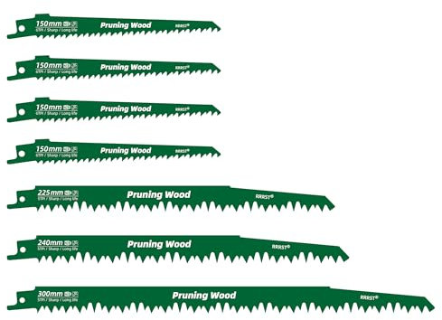 7 Lames Scie Sabre pour Arbres, 4 Longueurs 150mm/225mm/240mm/300mm, Élagage Facile et Durable