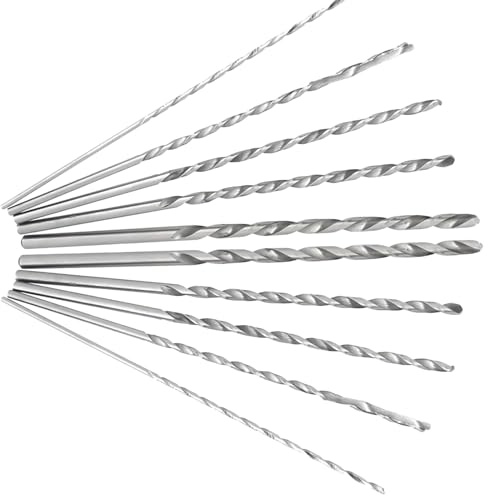 Holzbohrer Set, 10 PCS Lange Holzbohrers, Hochgeschwindigkeitsstahlbohrer Satz Stellte Gerade Schaft Spiralbohrer Werkzeug, Holzbohrer 2mm, 3mm, 3.5mm, 4mm,5mm Durchmesser,