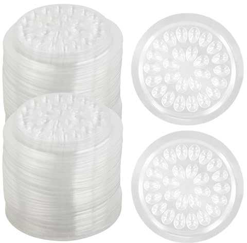 Husalsea Confezione da 100 Vassoi per Colla e Adesivo, Vaschetta Monouso PVC Trasparente per Extension Ciglia, Colla per Ciglia Finte 4,7 Cm