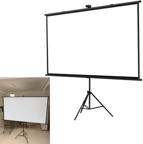 Hoiweqr Tripod Screen 60 Pollici 72 Pollici Schermo Proiettore con Supporto, Treppiede Regolazione Altezza, Schermo del Proiettore con Supporto, Telo per Videoproiettore(16:9,60in)