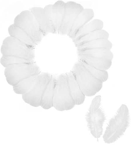 Diffaxy 150 Stück weiße Federn zum Basteln, 5–8 cm große Federn in Großpackung, Weiße Federn zum Basteln für Selbstgemachte Traumfänger, Dekorationszubehör für Hochzeiten/Partys