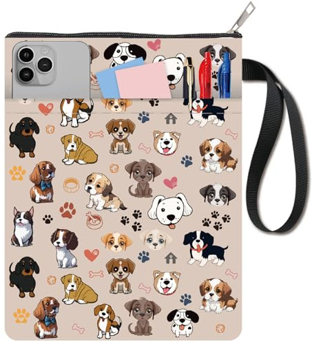 CRASPIRE Copertine per Libri con Cani Custodia per Libri con Animali Protezione per Libri Tascabili Copertina in Tessuto Lavabile con Cerniera e Tasca Extra per Gli Amanti dei Libri Regali