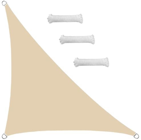 Sun Shade Sail Outdoor Waterproof Right triangle 2x2x2.8m Shade Sails Canopy UV Protection for Garden Patio Block With Rope Shade Sail Kit Beige