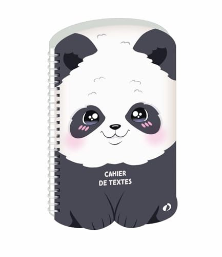 Quo Vadis - Cahier de textes - Spiralé - Français - Kawaii - Panda - Journalier - 15x21 cm - Papier Clairefontaine blanc - Fabrication française