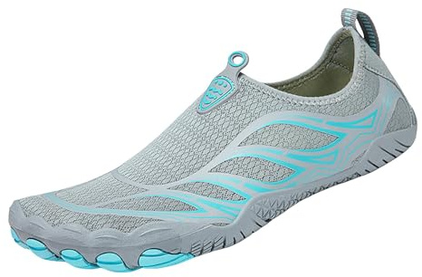 Barfußschuhe Herren Damen Strand-Watschuhe, schnelltrocknende Schwimmschuhe, rutschfeste Schwimmschuhe für Herren Damen, Angelschuhe, Indoor-Fitnessschuhe Trekking- & Wanderschuhe FüR (Grey, 38)