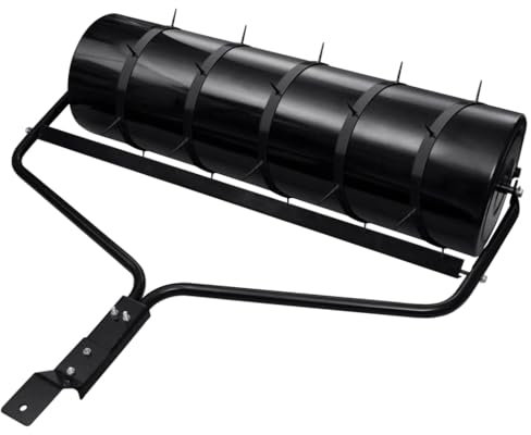 Gecheer Rodillo de césped con Abrazaderas aireadoras Hierro Negro 63 L,Rodillo de jardín,Rodillo para césped y Campo