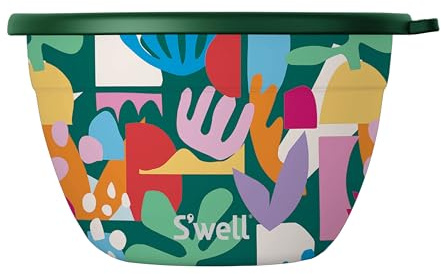 S'well Stainless Steel Salad Bowl Kit - 1.9 Litre, Paper Cutouts - Comes with 60ml Condiment Container and Removable Tray for Organisation - Leakproof, Easy to Clean, Dishwasher Safe