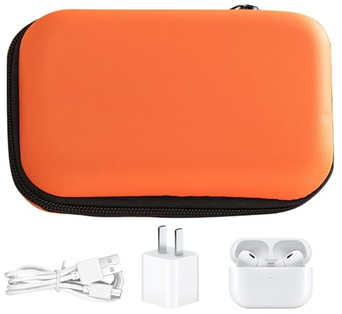 Kabelväska, bärbar tekniskt tillbehörsväska, USB-kabelorganiserare | öronknoppar förvaringsväska, skyddande resväska, datakablar förvaringsväska för, kontor, skola, Orange, Refer to description