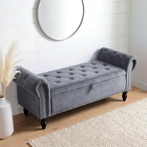 Clevich 70L Banco de Almacenamiento de Terciopelo, Baúl Pie de Cama y Zapatero, Banco Alargado Acolchado con Botones Capitoné, Ideal para Dormitorio, Entrada o Vestidor, Rosa