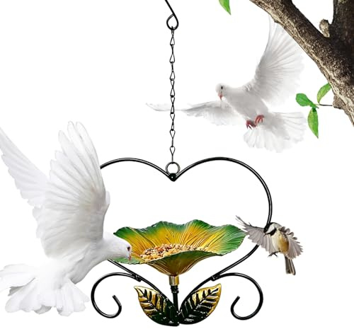 Bandeja Pájaros Decoración de Hierro con Forma de Flor Resistente a la