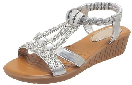 Générique Sandal dam naken fot ortopedisk kompenserad - damtofflor sommar chic stor storlek bohemisk ortopedisk sandal med snodd, chic sko, kväll, bekväm öppen sko
