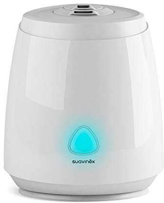 Suavinex, Humidificador Bebés, Humidificador Silencioso, de Vapor Frío, Ultrasónico, Aromaterapia, Luz Nocturna, Gran Autonomía, Control de Potencia, 2.2L, Blanco
