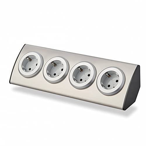 Presa di corrente per cucina e ufficio - 4 - presa ad angolo in acciaio inox pieghevole per piano di lavoro, presa da tavolo, presa sotto muro, presa da cucina, presa multipla