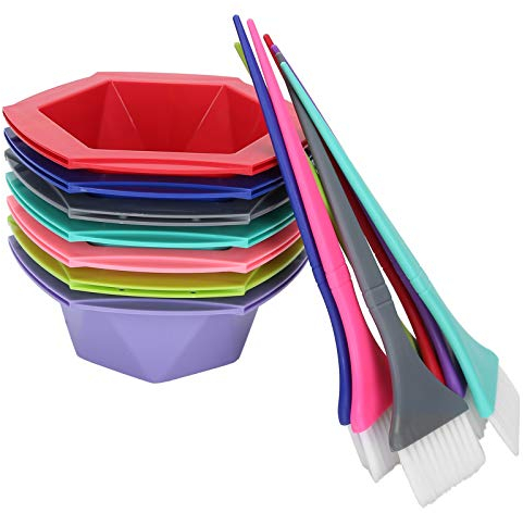 Hair Coloring Brushes Bowls Set Rainbow Hair Coloring Brush Bowl Set 7 Color Hairdressing Tool for DIY Hair Colouring Bleaching Hair Salon Hairdressing