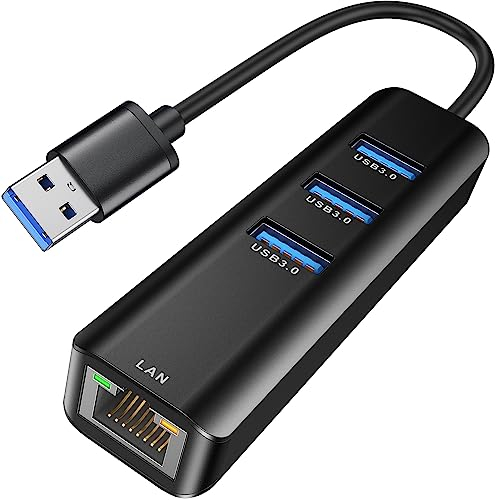 ABLEWE 3 Ports USB Hub 3.0 Mit RJ45 Gigabit Ethernet LAN Netzwerkadapter - Für MacBook Air 2017, iMac, XPS, Surface Pro, Linux, Chromebook, Notebook und Mehr