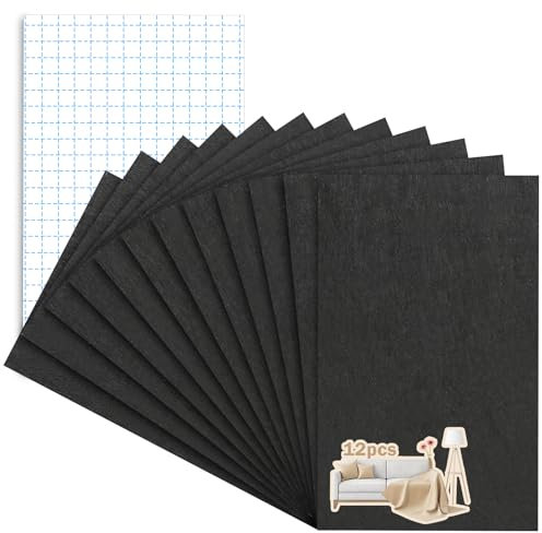 PLCatis Filzgleiter selbstklebend zum Zuschneiden, 12 Stück, 20x15cm, 4mm Dicke - Möbelgleiter Filz Selbstklebend, Stuhlgleiter schwarz für Möbel, Starker Klebkraft