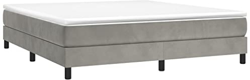 vidaXL Estructura de Cama con Somier, Somier de Matrimonio de Listones, Base de Cama Tapizada, Mueble para Dormitorio Hogar, Terciopelo Gris Claro 180x200 cm