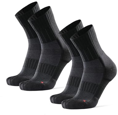 DANISH ENDURANCE Merino Wool Cycling Socks, Thermal Winter Bike Socks, for Men & Women, Unisex, 2 Pack, Black, 6-8