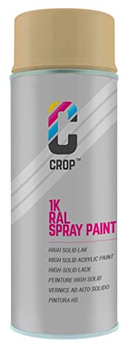 CROP Bombe de peinture RAL 1001 Beige - Brillant satiné - 400ml - Bombe aérosol Beige - 100% inaltérable - Séchage rapide - Intérieur & Extérieur - RAL1001