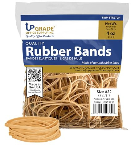 Upgrade Office Supply UPG23732 Rubber Bands, Size 32 (3 x 1/8 Inch), 175 Bands, 1/4 lb, USA