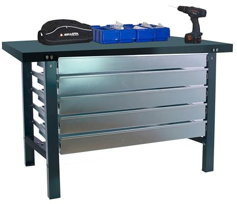 SimonRack Table de Travail Atelier, Banc de Travail, 5 tiroirs, capacité de Charge 600 kg, Dimensions 830 x 1200 x 730 mm, Anthracite