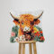 JILIP Cute Highland Cow Cattle Latch Hook Kits, 17 * 17 DIY Pillowcase Hook and Latch Kit, Needlework Cushion Cover Hand Craft Crochet Sofa Decoration (Color : B)