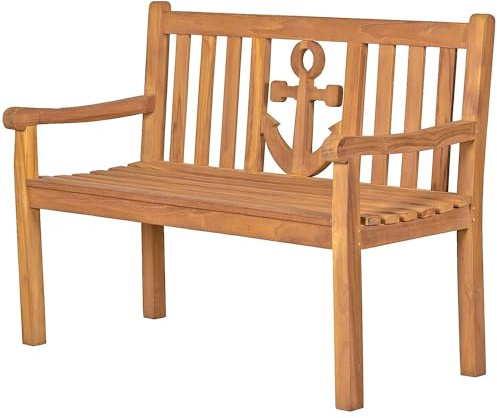 bene living Teakholz Gartenbank Anker 120 cm