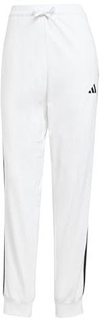 adidas Damen Essentials 3-Stripes Jogger Pants, White/Black, XL
