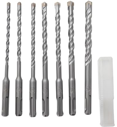 TIOMIOSEA SDS Plus borrset 7 delar, stenborr, betongborr, hammarborr, set, i storlekarna Ø 5 mm, 6 mm, 8 mm, 10 mm, 12 mm x 160 mm, tillbehör, slagborr för betong