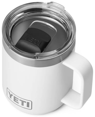YETI Rambler Mug, Vacuum Insulated Stainless Steel Stackable Mug with Magslider Lid, White, 10 oz (295 ml)