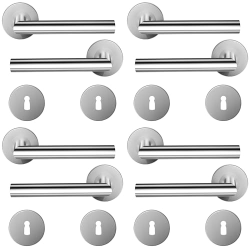 HAIFUAN Confezione da 4 maniglie per porte in acciaio inossidabile rosone per foro chiave, set di maniglie per serratura porta, barra per porta, acciaio inossidabile spazzolato (S02-103K-4)