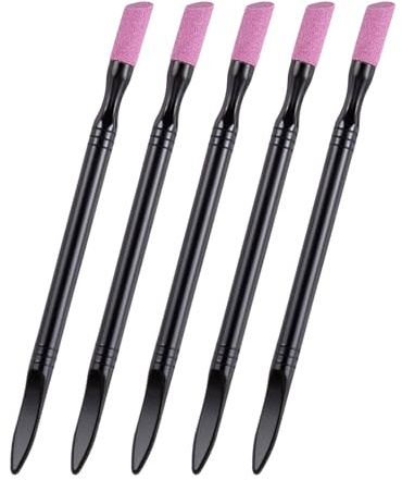 5 spingicuticole per manicure, doppia testa, lima per cuticole, pietra al quarzo, penna per lucidatura, strumento per manicure