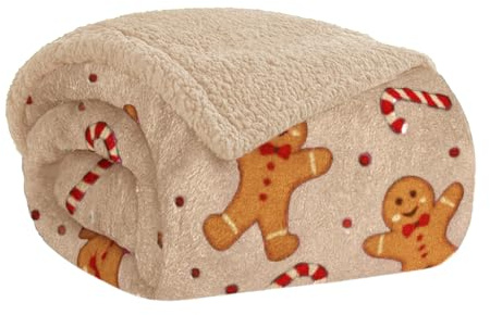 Home Tresor Coperta Plaid Pile Invernale Divano Singola Matrimoniale Morbida Calda Copertina Confortevole Finta Pelliccia Pelosa Sherpa Doppio Lato Flanella - Omino Beige, 200x230 cm